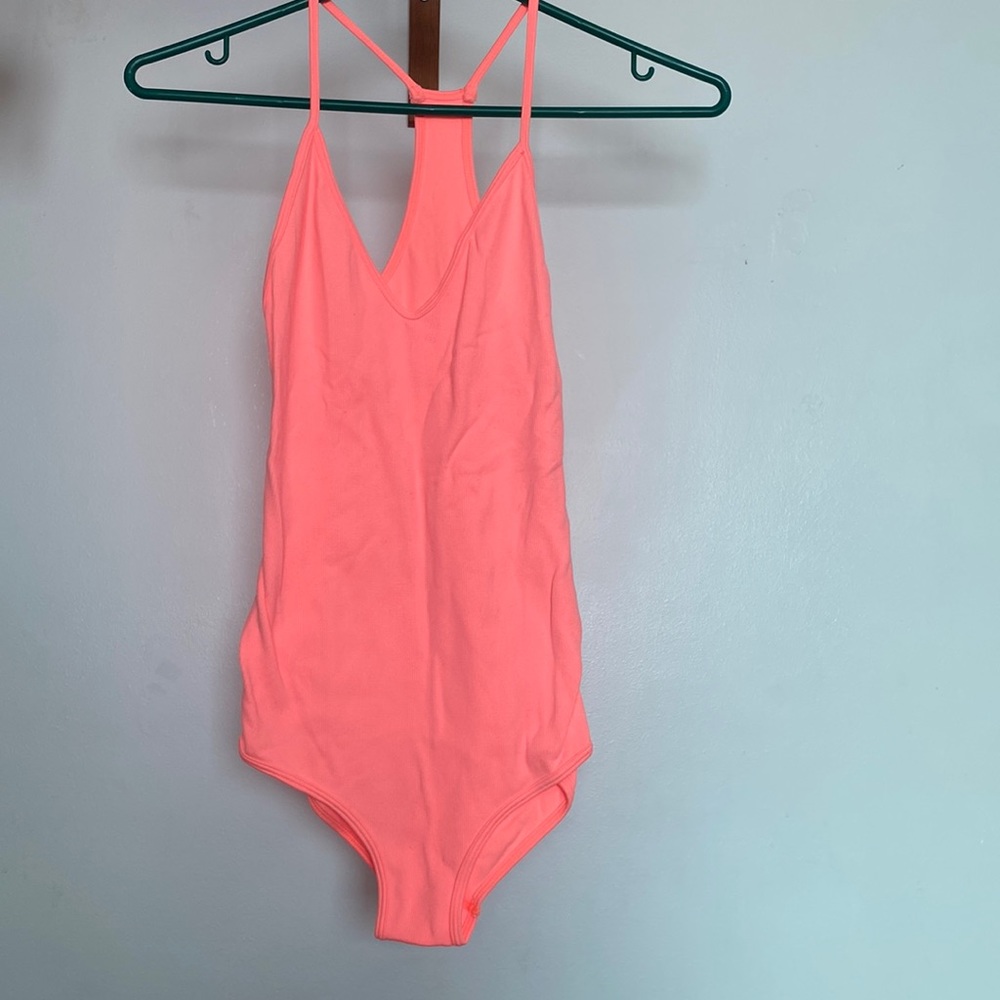 TNA. neon orange ribbed bodysuit